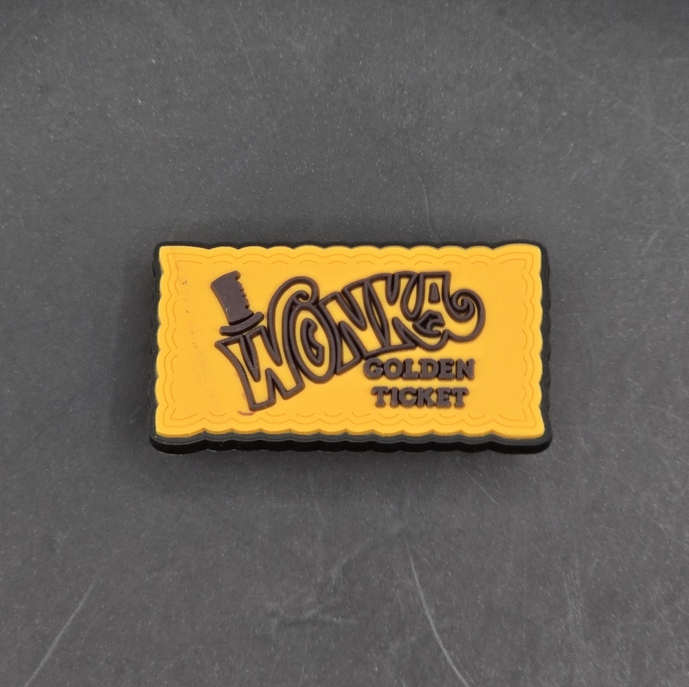 (5/$15) Willy Wonka Golden Ticket Croc Charm - Picture 1 of 2